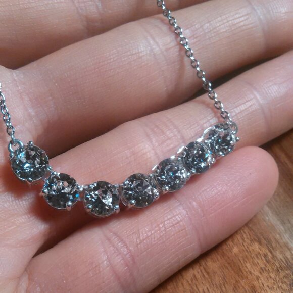 White Crystal Sterling Silver and Stainless Steel Necklace - Picture 1 of 13